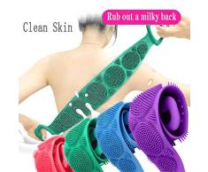 JoyFan Spazzola per Il Corpo da Bagno Grande Corpo in Silicone Morbido Esfoliante per La Cintura Scrubber Doccia a Doppia Faccia Asciugamano per Massaggi Esfoliante Facile da Pulire Lava Bene 62X11 Cm