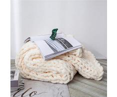 H·Aimee Coperta in Lana pettinata,Coperta in Lana Merino,Coperta in Maglia Spessa,Coperta Fatta a Mano,Plaid in Lana Merinos,Lana Merino Naturale al 100% - 130X160CM