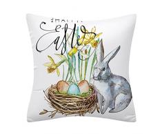 Kasituny Federa per cuscino antipolvere con cerniera nascosta decorativa Happy Easter Spring Throw federa per cuscino per uso quotidiano