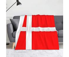 Coperta in pile di flanella con bandiera danese danese, 160 x 150 cm, ultra morbida, calda, accogliente, per tutte le stagioni, per letto, divano, soggiorno, esterno