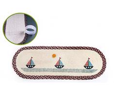 Liveinu Tappeto di Juta con Nastro Biadesivo Tappeto Cucina Antiscivolo Tappetini da Cucina Tappeti Antiscivolo Tappeto Tappeto Runner Scendiletto Moquette in Soggiorno Zerbino 69x21cm Barca A Vela