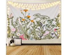 in cotone colore: Bianco//Nero Arazzo indiano da parete decorazione per camera da letto stile psichedelico//hippie//gipsy//bohemien copriletto matrimoniale Bhagyoday soggetto: albero della vita ed elefante 137 x 219 cm
