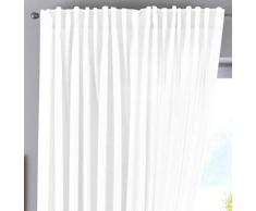Gardinenbox Jena Cationic - Tenda con Passanti nascosti, Effetto Lino, mélange con fermatenda, 100% Poliestere, Bianco, 250 x 300 cm