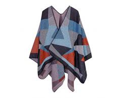 Maglione Scialli Patchwork Imitazione Coperta Donna Lady Cappotto Cappotto Sciarpa Sciarpa Down (Blu, Taglia unica)