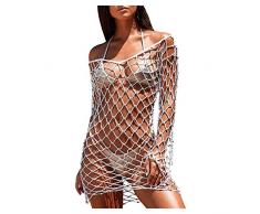 Le Donne Cave Costume da Bagno Coperta-ups Oversize allUncinetto Blusa Top A Maniche Lunghe