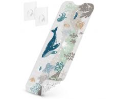 Homerella Tappetino per vasca da bagno per bambini 100 x 40 cm | antiscivolo e antibatterico | Extra confortevole | INCL. SOSPENSIONE | Tappetino da doccia | Senza BPA e lavabile in lavatrice