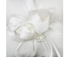 VORCOOL 15 * 15cm anello nuziale cuscino boccioli perle finte Decor nuziale anello nuziale cuscino cuscino (bianco)