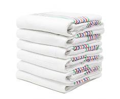 QILZO 12 Strofinacci in Twill, Strofinacci in Cotone, Strofinacci da Cucina assorbenti Lavabili in Lavatrice, Set di 12 Strofinacci Morbidi e Resistenti, 56 x 56 cm Fatto in Spagna (Bianco)