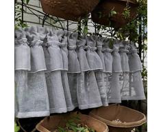 A.Monamour Tenda Corta per Finestra Piccola Tenda In Voile Tulle Trasparente Grigio Tendina Tenda da Cucina Bistrot Caffè Mezza Tenda Mantovana Tenda a Vetro Tenda a Pannello Tenda Porta Armadio