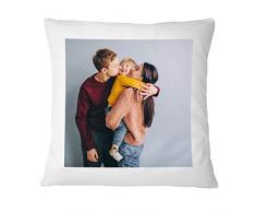Gifty Lab Cuscino Personalizzato con la Tua Foto - Formato Standard Quadrato, 40cmx40cm, Bianco