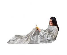 HOMELEVEL Coperta con Maniche Lunghe - Plaid Invernale Braccia Coperte - Poncho Pile - Coperta Divano 150x200cm - Tessuto Morbido - Design Norvegese