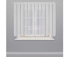 FKL LB-80 - Tenda finita in Voile con fettuccia arricciata, 150 x 400 cm, Colore: Bianco
