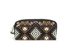 HaoXiang Astuccio portapenne grande capacità per adolescenti, tappeto etnico con motivo a zigzag