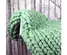 LKP Coperta da Tiro per Divano 150x150 Cm, Coperta allUncinetto A Mano per Divano Letto Primavera Autunno Inverno Decorazione - Verde Chiaro (Color : Light Green, Size : 180x200cm(71x79in))