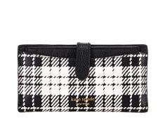 Kate Spade New York Hudson Posh - Portafoglio in pelle goffrata con motivo scozzese - Nero Multi, nero multicolore, Hudson Celebrazione Plaid Piccolo Portafoglio Bifold