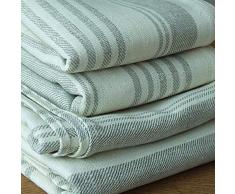 Set di 4 Asciugamani da Bagno in Lino e Cotone Grosso Crema Linum