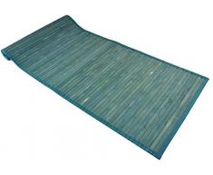 CASA TESSILE Bamboo Washed Tappeto corsia Multiuso - Azzurro, 50x120 cm.