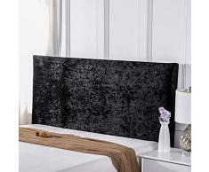 Copritestata Letto Matrimoniale Bianco/Nero Elastica Copertura Per Testiera Per Letto, Copritestiera Letto, Antipolvere Protezione Copertura Cotone Addensare Antigraffio Cuscino,Black-200X75CM