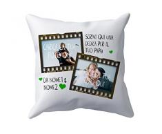 Puzzletee Cuscino Personalizzabile Festa del papà - Foto - Dedica e Nomi - Cuscini Amore - figli - Gadget papà - Idea Regalo Festa del papà