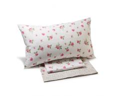 Caleffi 1002485 Cotone Flores Completo Lenzuola per Matrimoniale Letto, Rosa