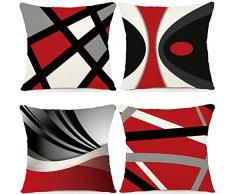ZWJD Set di 4 Fodere per Cuscini 45x45 Copricuscini Arredo Casa Motivo Geometrico Fodere per Cuscini Decorativi in Cotone e Lino Federe per Cuscini del Divano del Divano 45x45 cm-A017
