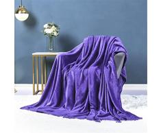 Chickwin Coperta Plaid di Flanella, Coperte Pile Flanella Coperta Divano Microfibra Morbida Coperte Copriletti Calda Trapunta per Singolo Matrimoniale Letto (50x70cm,Viola 1)