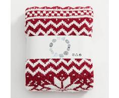 LvSenLin Coperte lavorate a Maglia Natalizie Accogliente Trapuntata a Maglia Vino Beige Frange Decorazioni per la casa Regalo Plaid Coperta da tiro