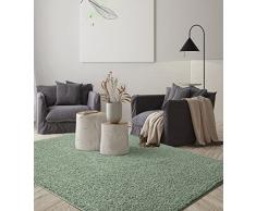 the carpet Foxy Tappeto a pelo alto, a pelo lungo, per soggiorno, camera da letto, monocolore, antiscivolo, altezza pelo 30 mm, verde, 120 x 170 cm