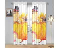 Tenda di garza Design del Ringraziamento Uccello Cappello tradizionale Girasole Confezione da 2 pannelli di lino Tessuto di lino semitrasparente Coppia di pannelli per tende da tasca per camera da l