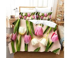 Copripiumino 200 x 200 cm Tulipano Bianco Antico Copri Piumone In Microfibra Viene Fornito Con 2 Federe