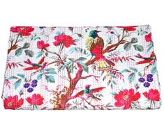Coperta Singola in Cotone Reversibile, Trapunta Kantha Matrimonio Vintage Kantha Throw Biancheria Da Letto Floreale Gudari Ralli Copriletto Kantha Trapunta