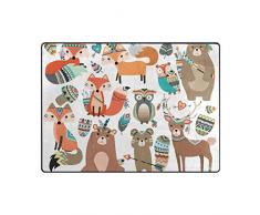 Orediy - Tappeto morbido in schiuma per bambini, motivo bosco, tribale, bosco, animali della foresta, leggero, per il soggiorno, camera da letto