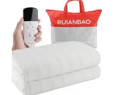 RUIANBAO Scaldaletto Matrimoniale160x130cm,Elettrico Scaldaletto in Tessuto Non Tessuto,Sottocoperta Elettrica con Funzioni di Rimozione Acarid,Temporizzazione&Regolazione di Temperatura
