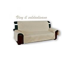 tex family COPRIDIVANO Beige SALVADIVANO VIVY Trapuntato Piano Liscio Ecrù - 2 POSTI Seduta cm. 120