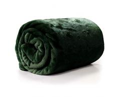 Unique Living Coperta Plaid Enzo 130X180CM Verde Scuro Pile SOFFICE Caldo Inverno Regalo