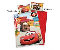 Herding 2629060063 - Set di Biancheria da Letto con Motivo Disney Cars, Composto da Federa di 40 x 60 cm e Copripiumino di 100 x 135 cm, in Cotone Felpato