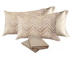 COMPLETO LETTO LENZUOLA COTONE ZUCCHI BASICS DOPPIA FEDERA MATRIMONIALE DUE 2 PIAZZE SOPRA + SOTTO + 4 FEDERE (SYROS - BEIGE)
