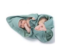 Urban Kanga Accappatoio Neonato con Cappuccio Asciugamano Neonati da Bagnetto Oekotex (Verde)