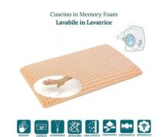 Evergreenweb - Coppia Cuscini Memory Foam 40x70 alti 12 cm da Letto Lavabili in Lavatrice SUPER IGIENICI Fodera Antiacaro Sfoderabile Guanciali Collo per Cervicale ORTOPEDICI x tutti Letti e Materassi
