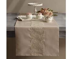 Dressing Home Runner Striscia Centrotavola Cotone con Pizzo Shabby Chic 50 x 150 Colore Beige