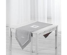 Eminza Runner da tavolo, 150 cm Amandine, ricamata, colore: grigio