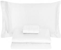 Completo Letto Matrimoniale Artemisia Laura Biagiotti Lenzuola Due Piazze Maxi 100% Puro Raso di Cotone con orlo a giorno 2 Federe + Sopra + Sotto Con Angoli (Bianco)