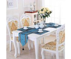 HeMiaor Elegante Runner da Tavola 13x84 Pollici Runner Azzurri da Tavolo con Strass e Paillettes Diamante Runner per Tavolo da Pranzo Decorazioni per la Centrotavola Runner di Natale Verde Acqua