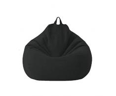 Geagodelia Copertura per Poltrona a Sacco Multicolori Grande Bean Bag Fodera per Sedia a Sacco in Tinta Unita Morbida e Comoda (Nero, 100 * 120cm)