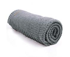 mimixiong Coperta bimbo in maglia per bambini, 100 x 80 cm(Grigio)