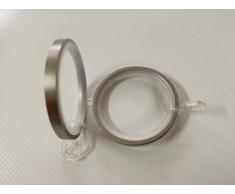 TENDAGGIMANIA Anelli Tondi in Ferro da 43 MM per Bastone Tenda Diametro 20 MM, Finitura Nichel Satinato e Acciao Cromato, Confezione 10 Pezzi. (Nichel Satinato)