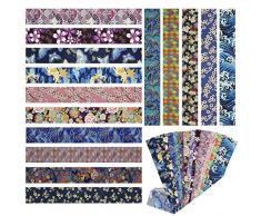 aufodara 15 Pezzi 6,5 x 50 cm Strisce Tessuti Tessuto Cotone Stoffa Stile Giapponese Tessuto Abbronzante Patchwork Cucito Creativo Stoffe a Metro Materiali per Hobby Creativi Quilting Tessuto (Blu)