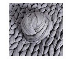 Lavorata Lana Grossa Coperta, Coperte Ingombranti Maglia con Cavo in Cotone Filato Morbido Fatto Mano Grigio 200x200cm