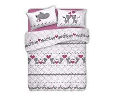 HomeLife Copriletto Singolo Primaverile [170X280] Made in Italy | Trapunta Singola per Letto a 1 Piazza | Trapuntino in Cotone Imbottita con Poliestere Fantasia Gattini e Cuori [1P Rosa]