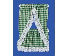 Melody Jane Casa delle Bambole Verde Beige a Quadretti Country Cucina Tende & Mantovana 1:12 Scala